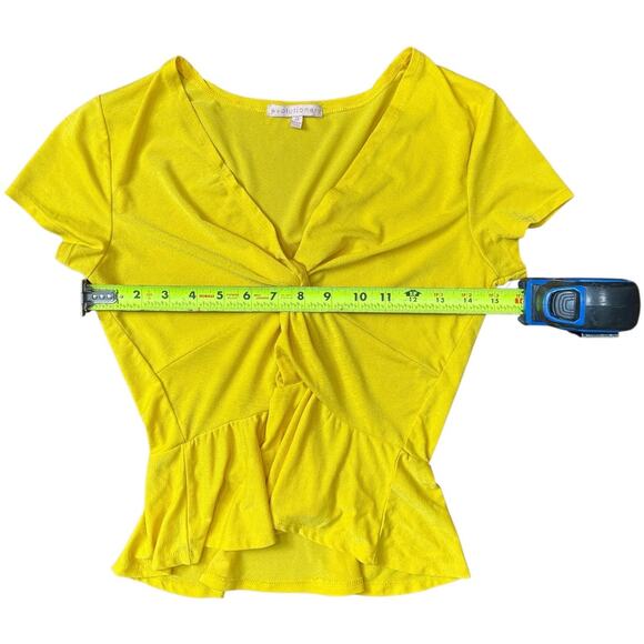 Y2K twist front peplum blouse – yellow ruffle hem M - Picture 4 of 6